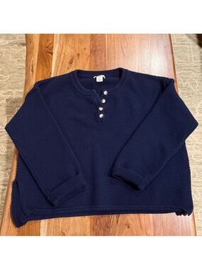 Sincerely Jules Navy Blue Crewneck Sweater Set Button Detail Size L